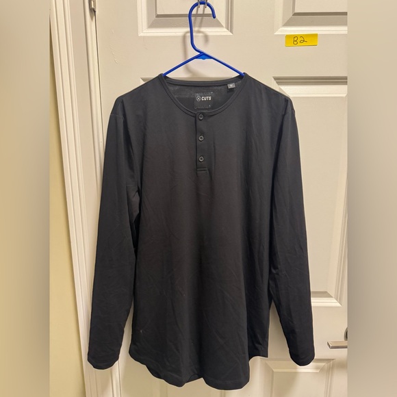 Mens Cuts Long Sleeve Henley Shirt - Picture 1 of 3